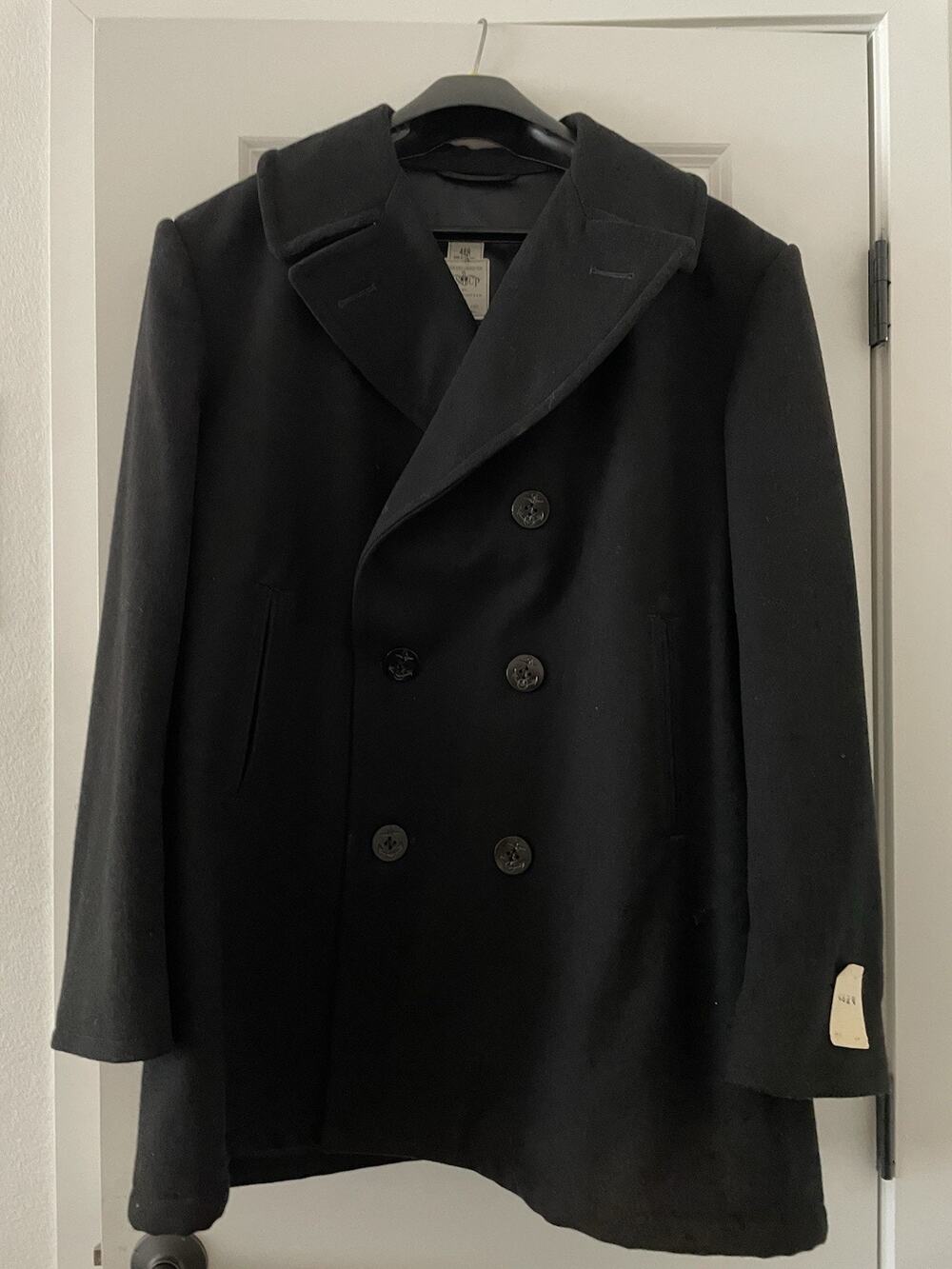Sterlingwear Navy Pea Coat Mens 48R Black US Navy DSCP Aviation Boatswain Patch